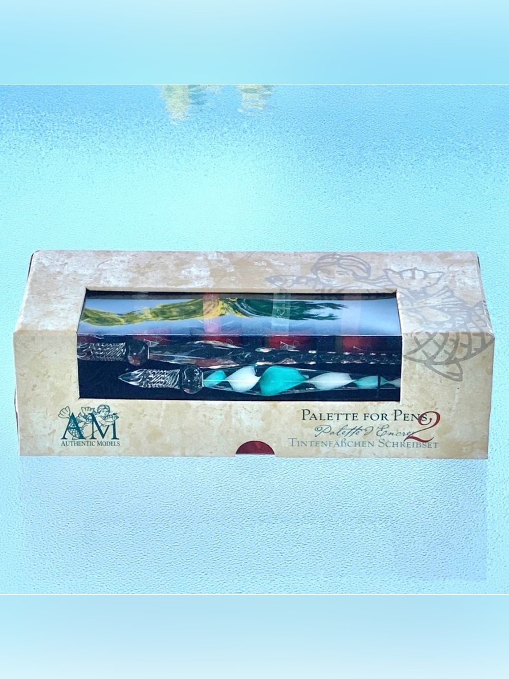 Authentic Models Palette for Pens: 2 Glass Stylus Pens and 6 Assorted Ink Set - Picture 5 of 10